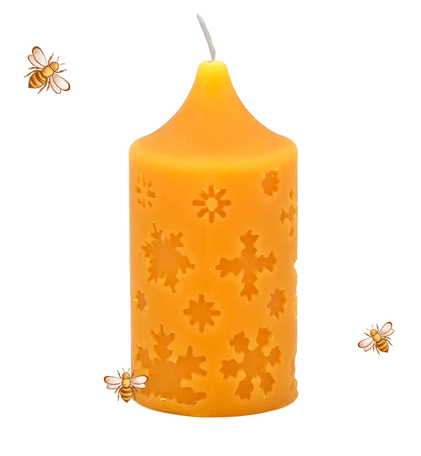 Свеча из снежинок из натурального пчелиного воска